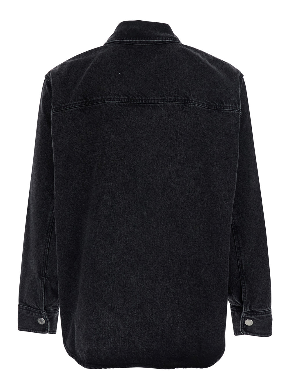 Black Long-Sleeved Shirt with classic collar and AMI de Coeur logo on the front in denim for Men Blouses