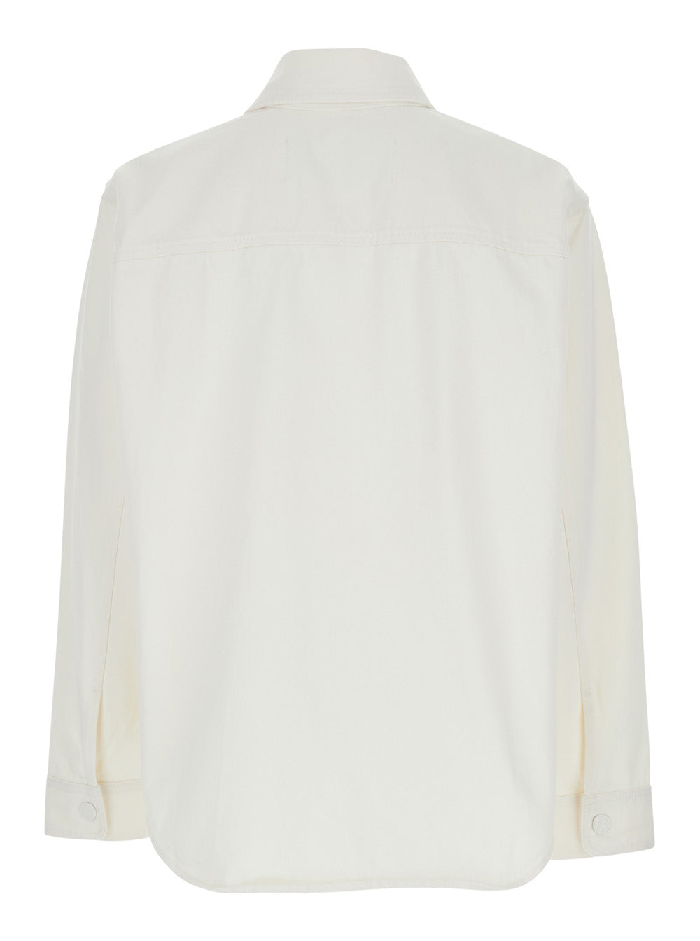 White Long-Sleeved Shirt with classic collar and AMI DE COEUR logo embroidered on the front in Cotton for men Blouses