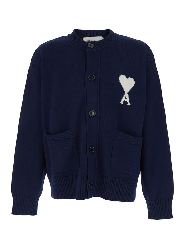 Cardigan Blue Cotton-Wool Tops
