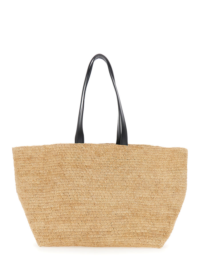 Beige Tote Bag With Adc Logo Patch On The Front Raffia For Men