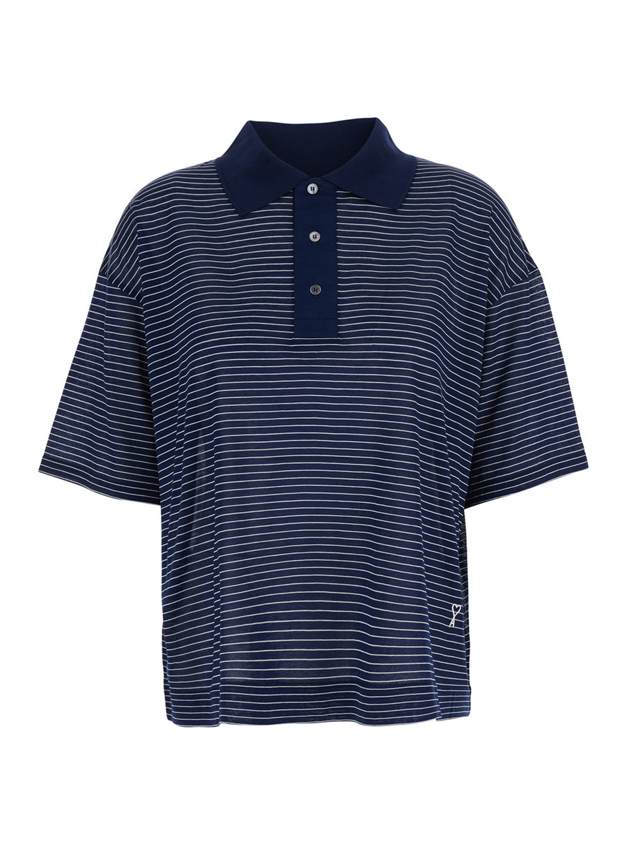 Polo Striped Boxy Fit Blue Cotton T-shirts & Jerseys