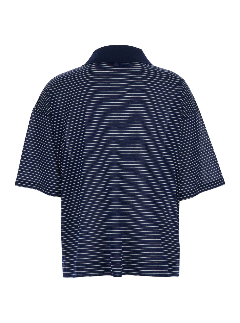 Blue Polo Shirt with striped motif and embroidered AMI de Coeur logo on the front in cotton for women Blu Tshirts