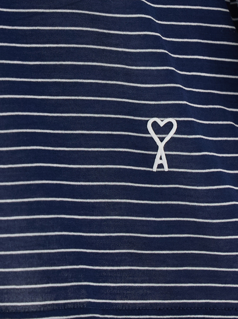 Blue Polo Shirt with striped motif and embroidered AMI de Coeur logo on the front in cotton for women Blu Tshirts