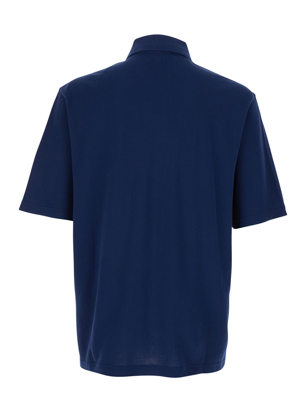 Blue Polo Shirt with ADC Logo Patch on the Front in Cotton Man Blu Tshirts And