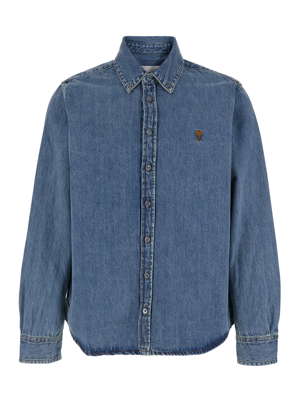 Light Blue Long Sleeve Shirt With Ami De Coeur Embroidered Logo On Chest In Cotton For Men And Blouses