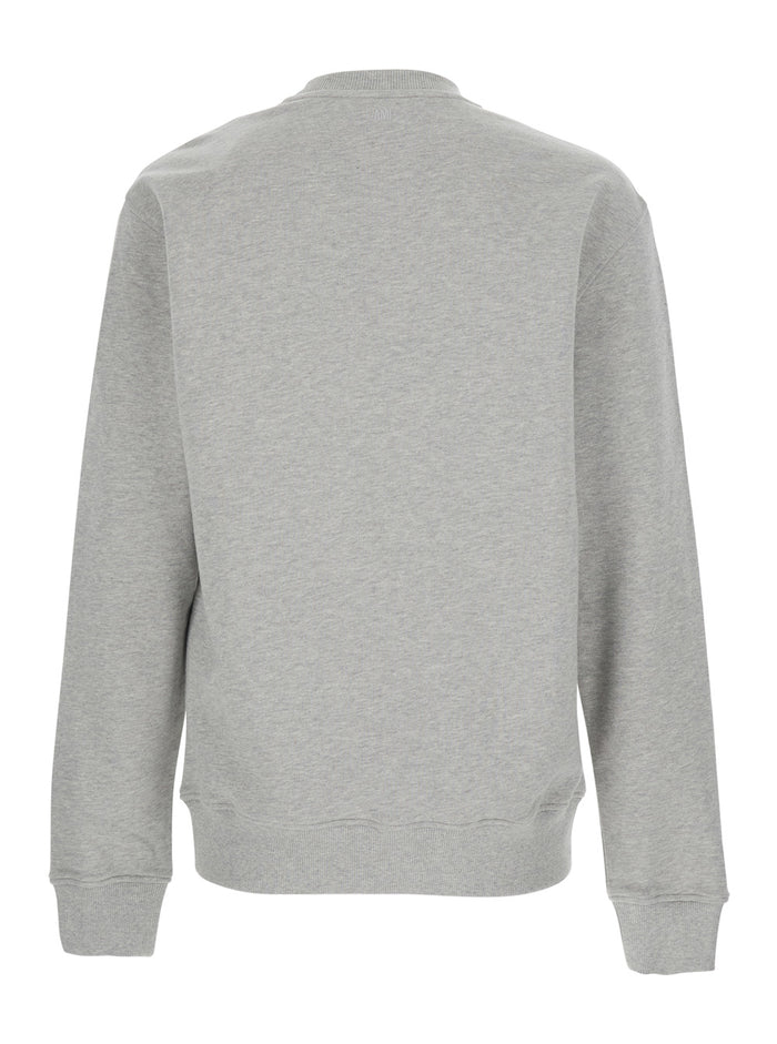 Grey Sweater with AMI de Coeur Patch on the Front in Cotton Man Jersey