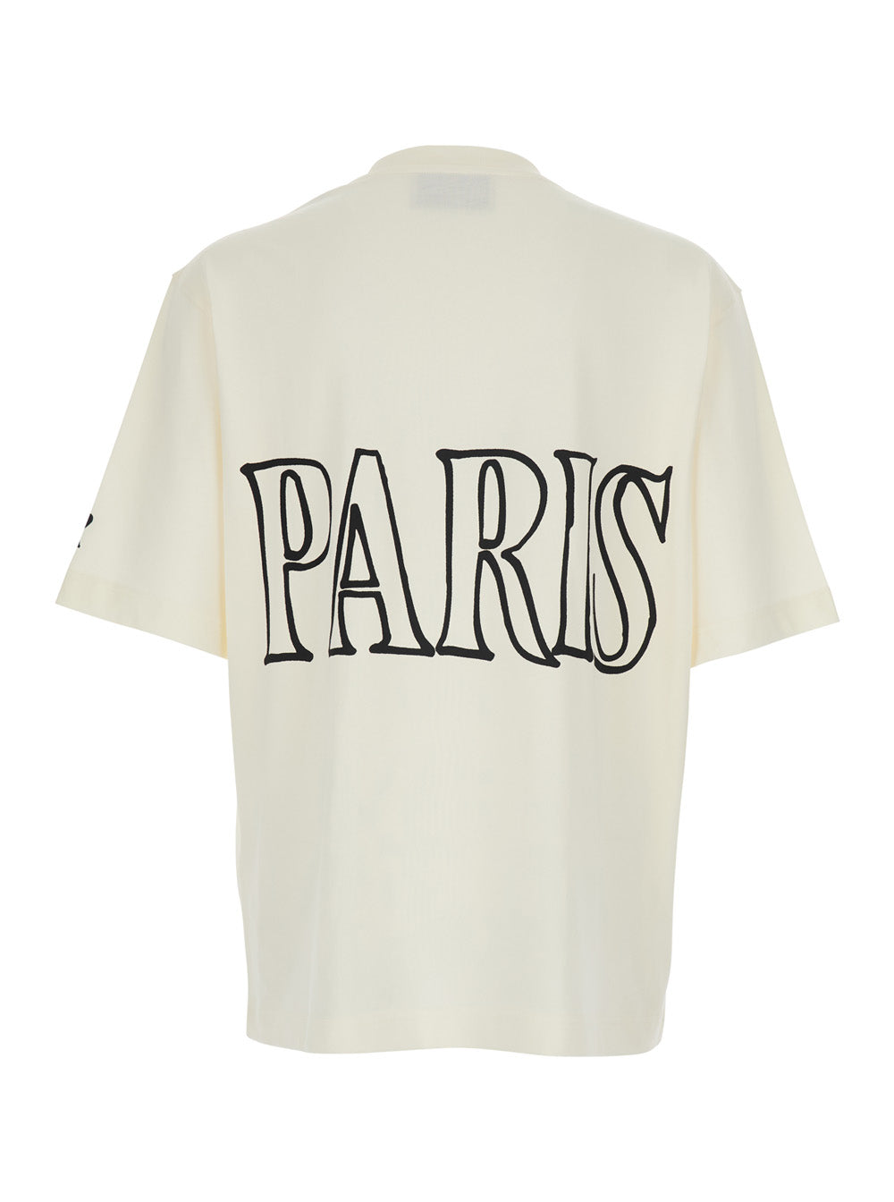 White T-Shirt with AMI PARIS Print on Front and Back in Cotton Man Tshirts Polo Shirts