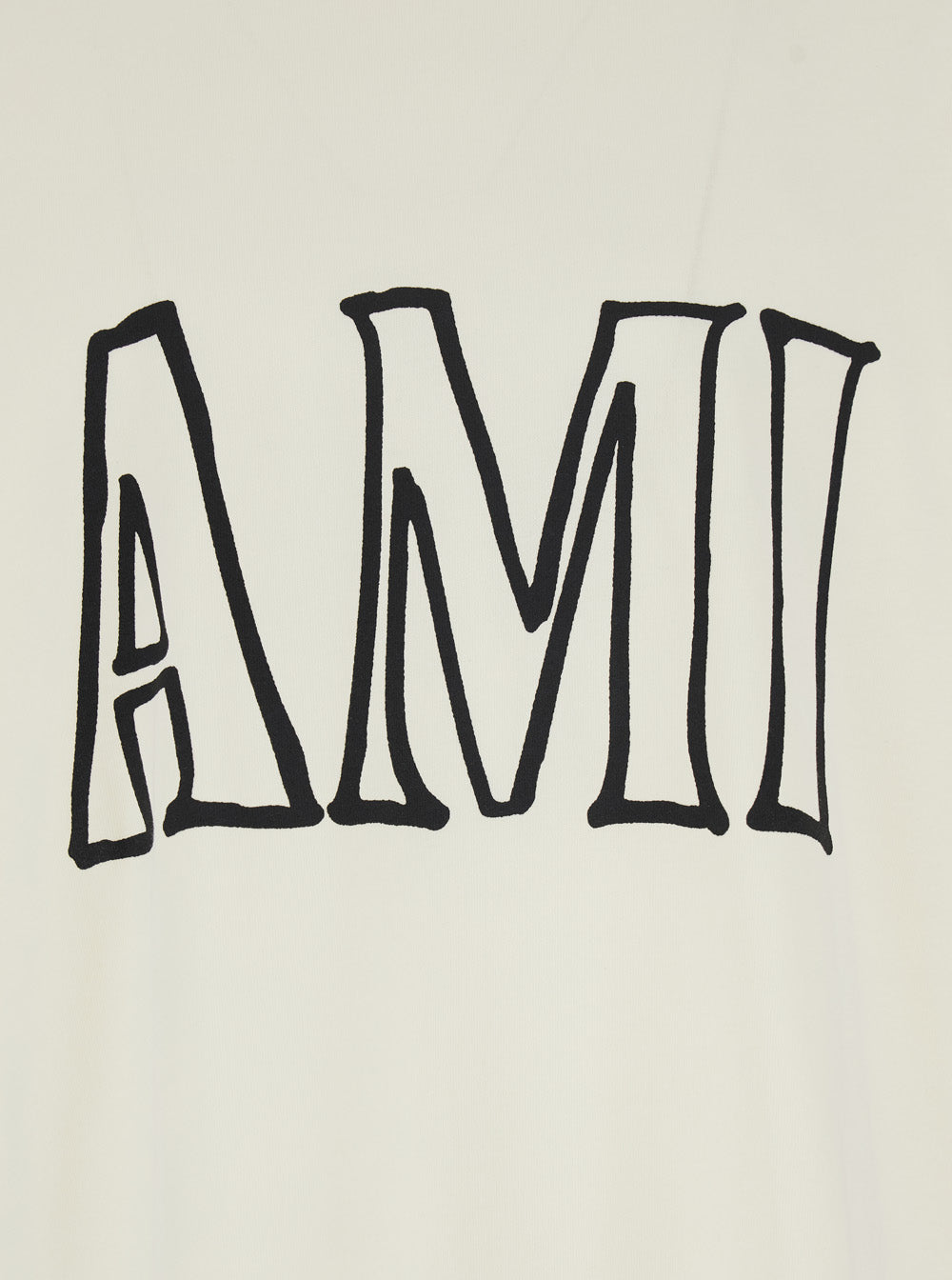 White T-Shirt with AMI PARIS Print on Front and Back in Cotton Man Tshirts Polo Shirts