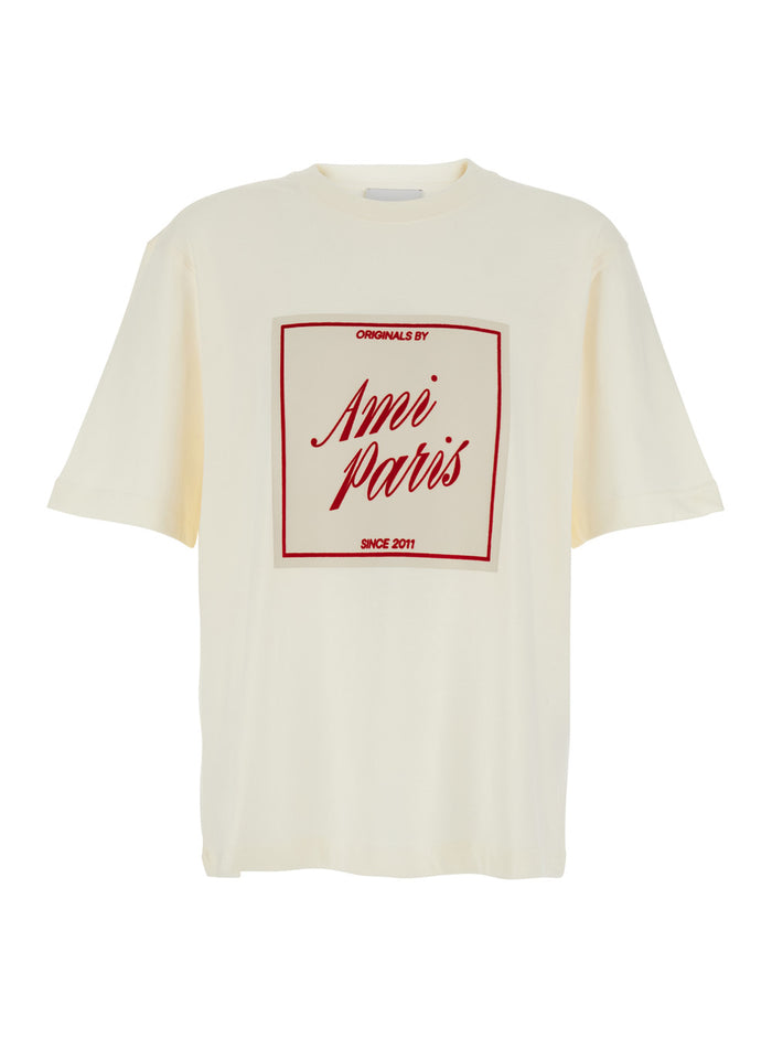 White T-Shirt With Maxi Logo Print On The Front Cotton For Men Tshirts And Polo Shirts