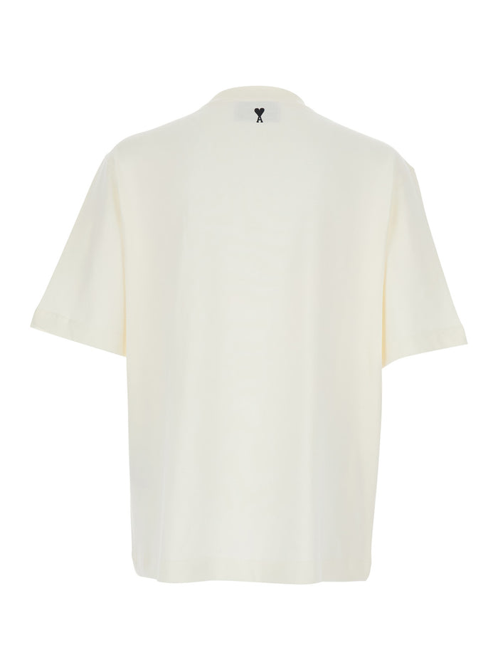 White T-Shirt With Maxi Logo Print On The Front Cotton For Men Tshirts And Polo Shirts