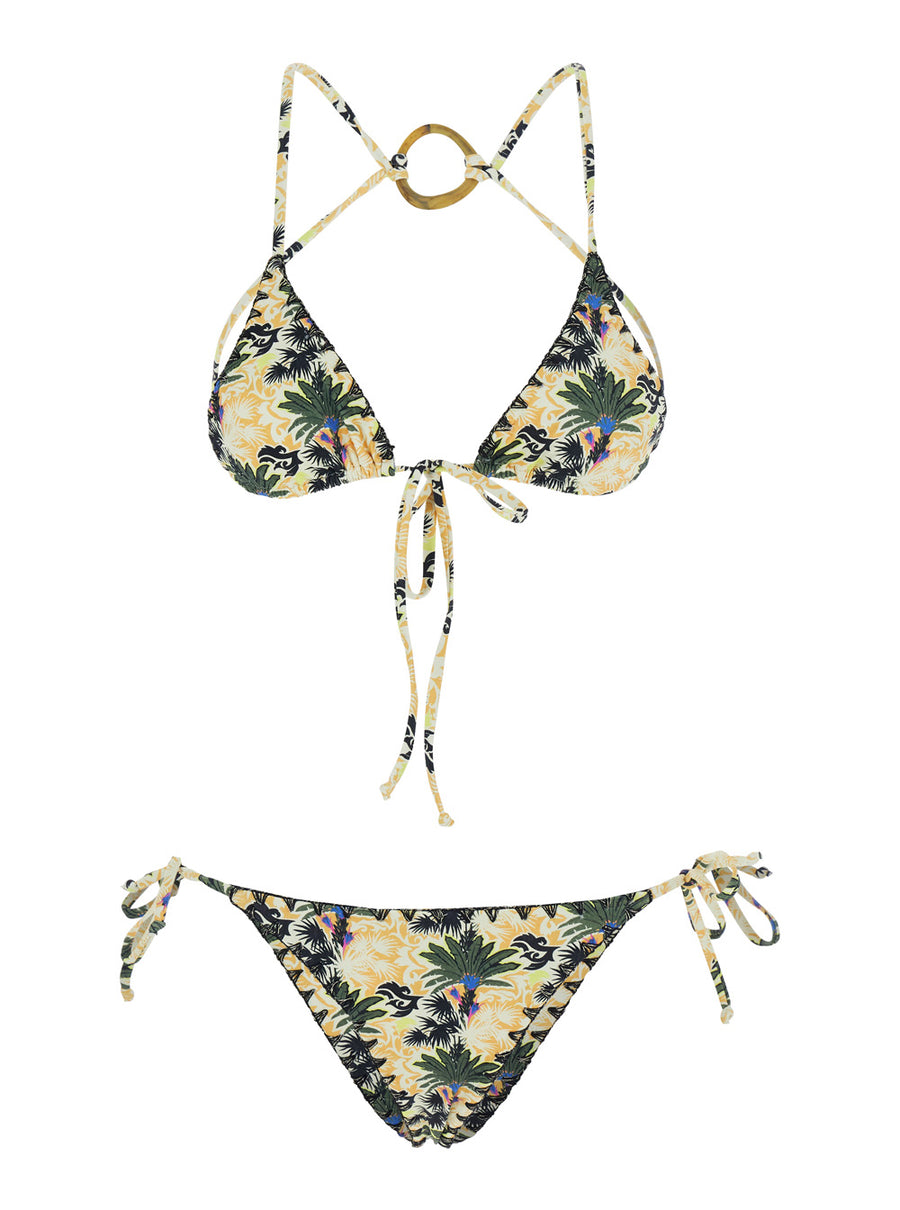 Bikini With Removable Cups, Multicolour Polyamide Swimwear