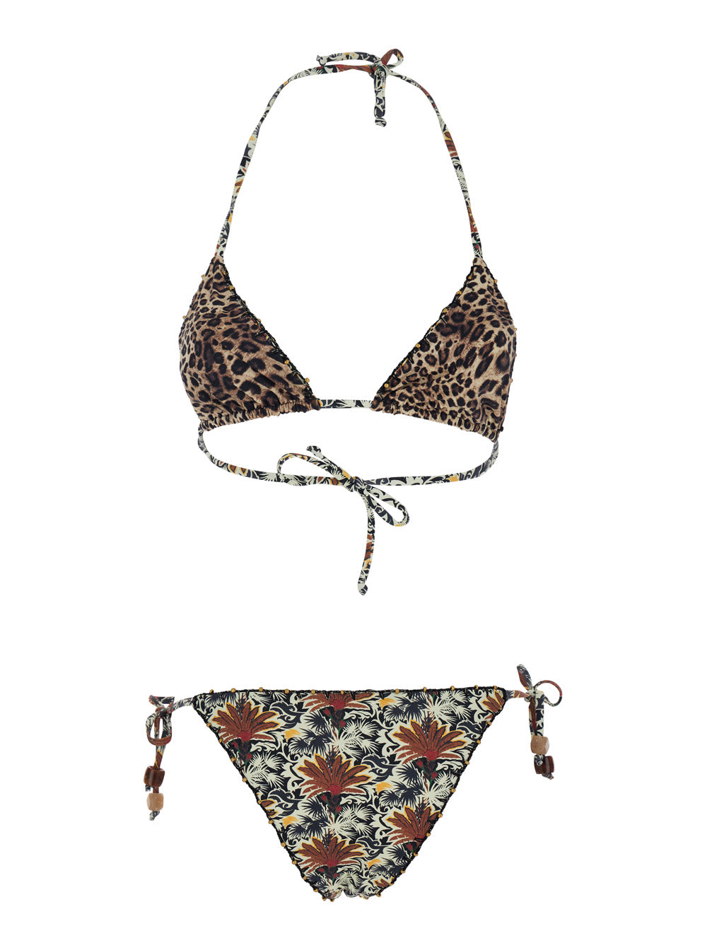 Reversible Bikini With Crochet Trim Multicolor Tech Fabric For Women Polyamide Elastane Beachwear