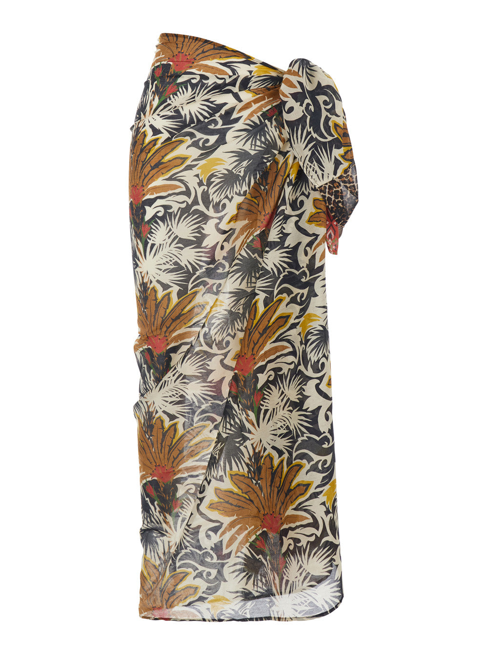 Pareo - Multicolor Skirt With Exotic Motif Cotton And Silk Women