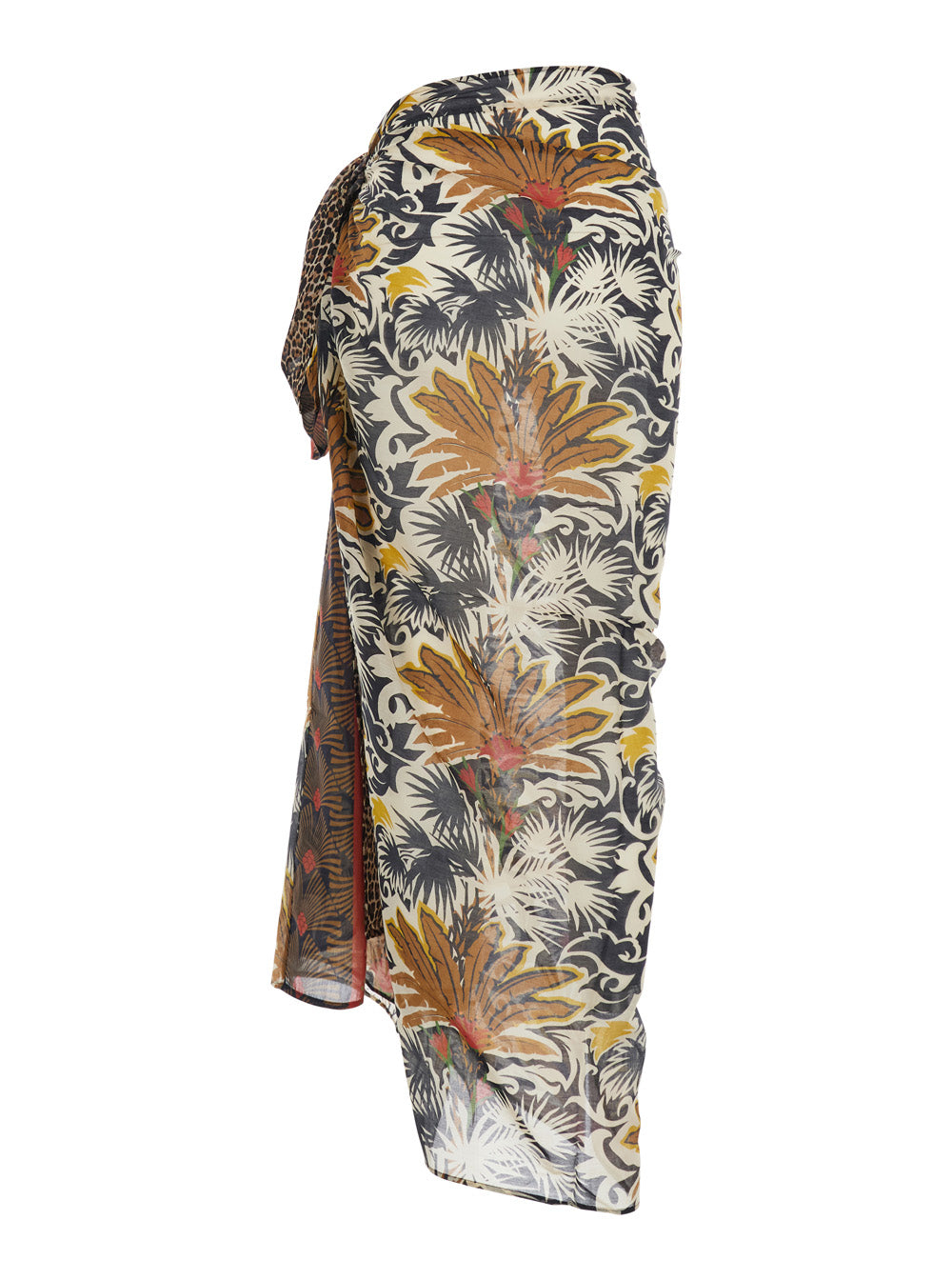 Pareo - Multicolor Skirt With Exotic Motif Cotton And Silk Women