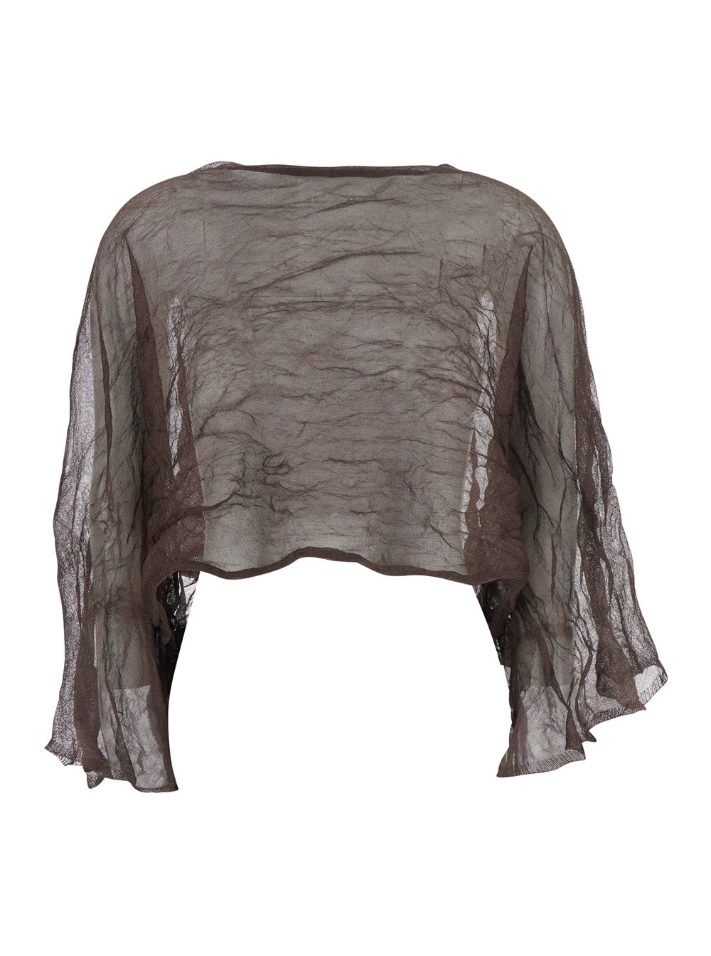 Arnica Top Brown With V-Neck And Short Sleeves Silk For Women Metallic Fiber Tops