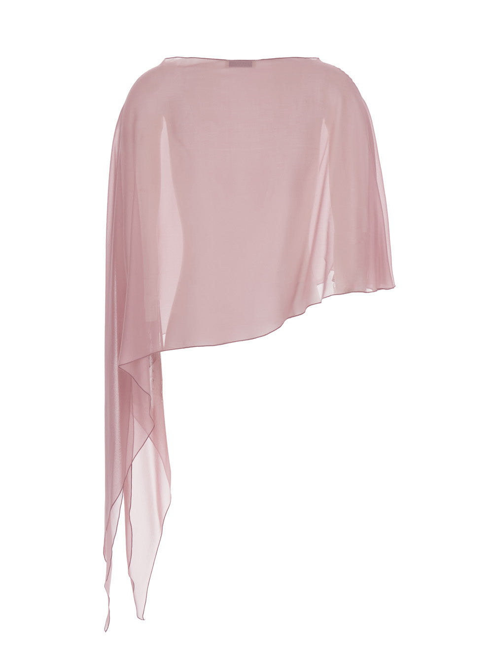 Melon Pink Stole with Boat Neck and Asymmetrical Design in Silk for Women Scarfs Foulards