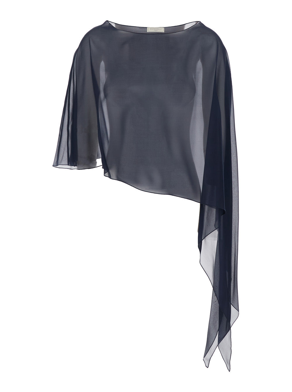 Melon Stole with Boat Neck and Asymmetrical Design in Blue Silk for Women Blu Scarfs Foulards
