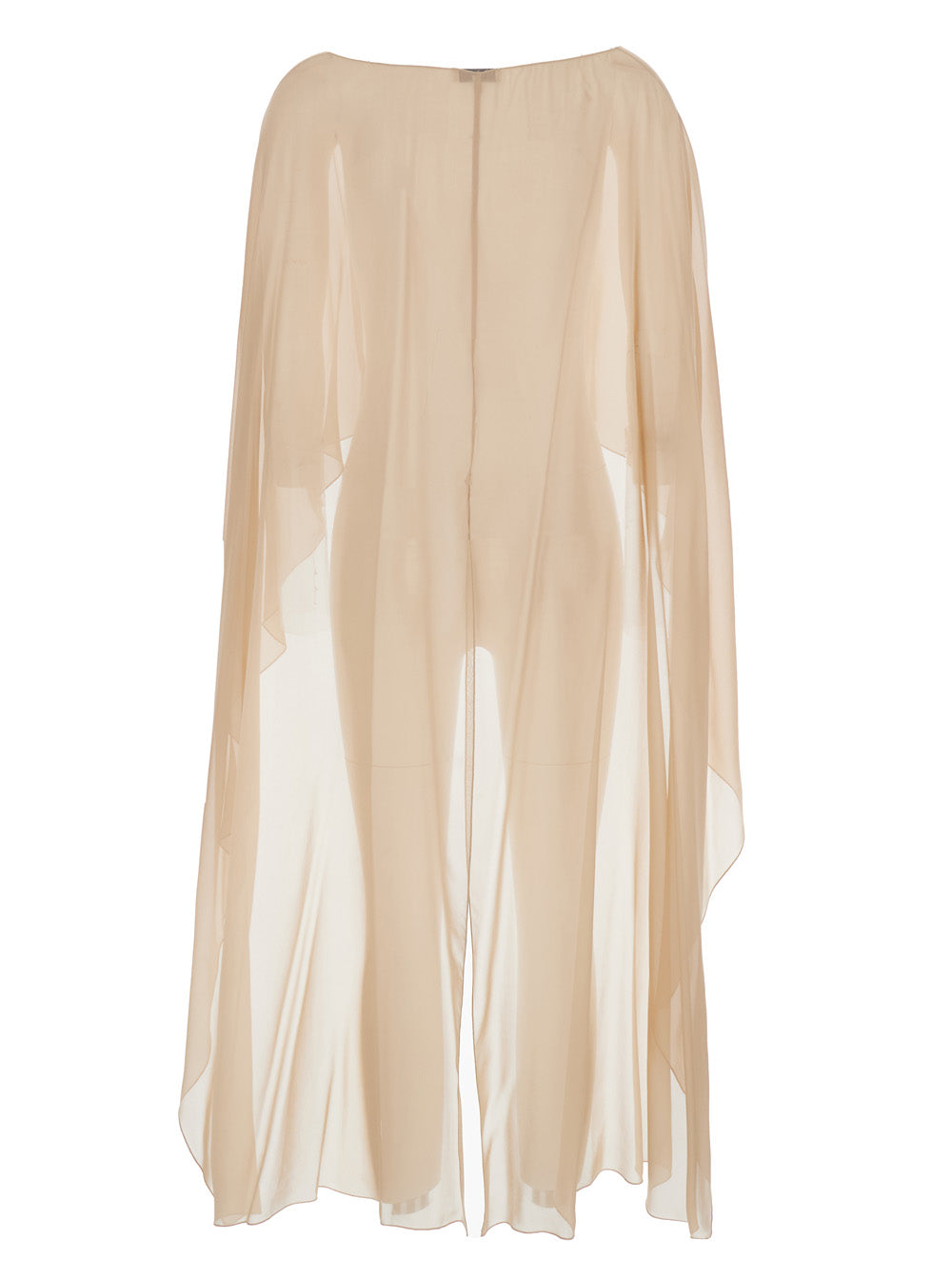 Herve Beige Silk Stole with Transparent Design for Women Scarfs And Foulards