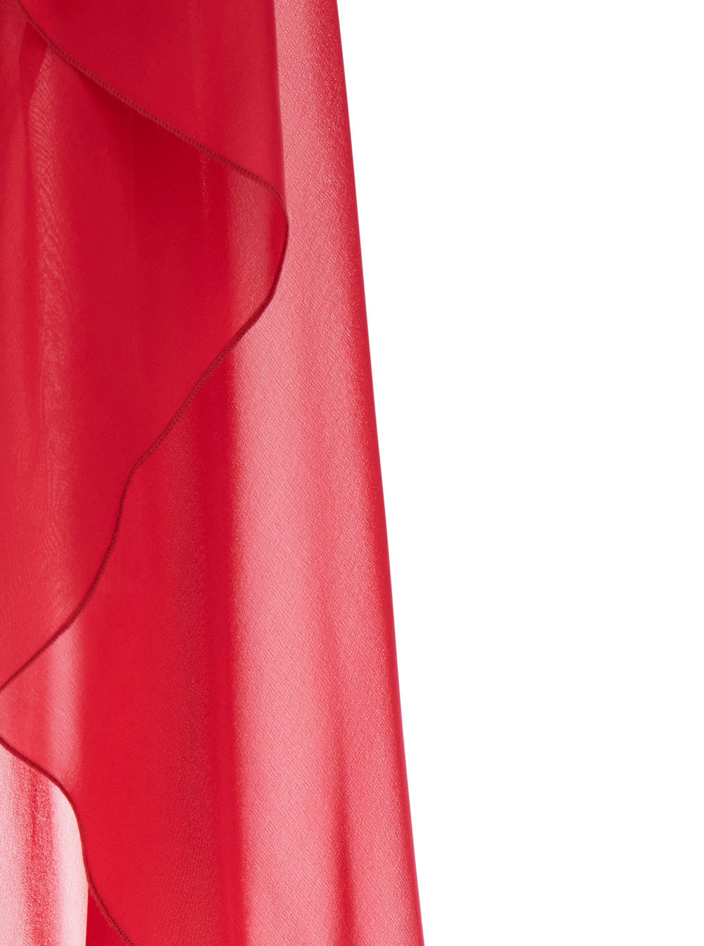 Herve Red Stole with Transparent Design in Silk Women Scarfs And Foulards