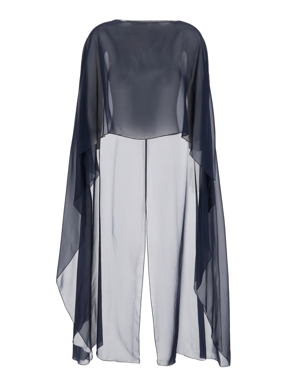 Herve Blue Silk Crew Neck Stole with Transparent Design for Women Blu Scarfs And Foulards