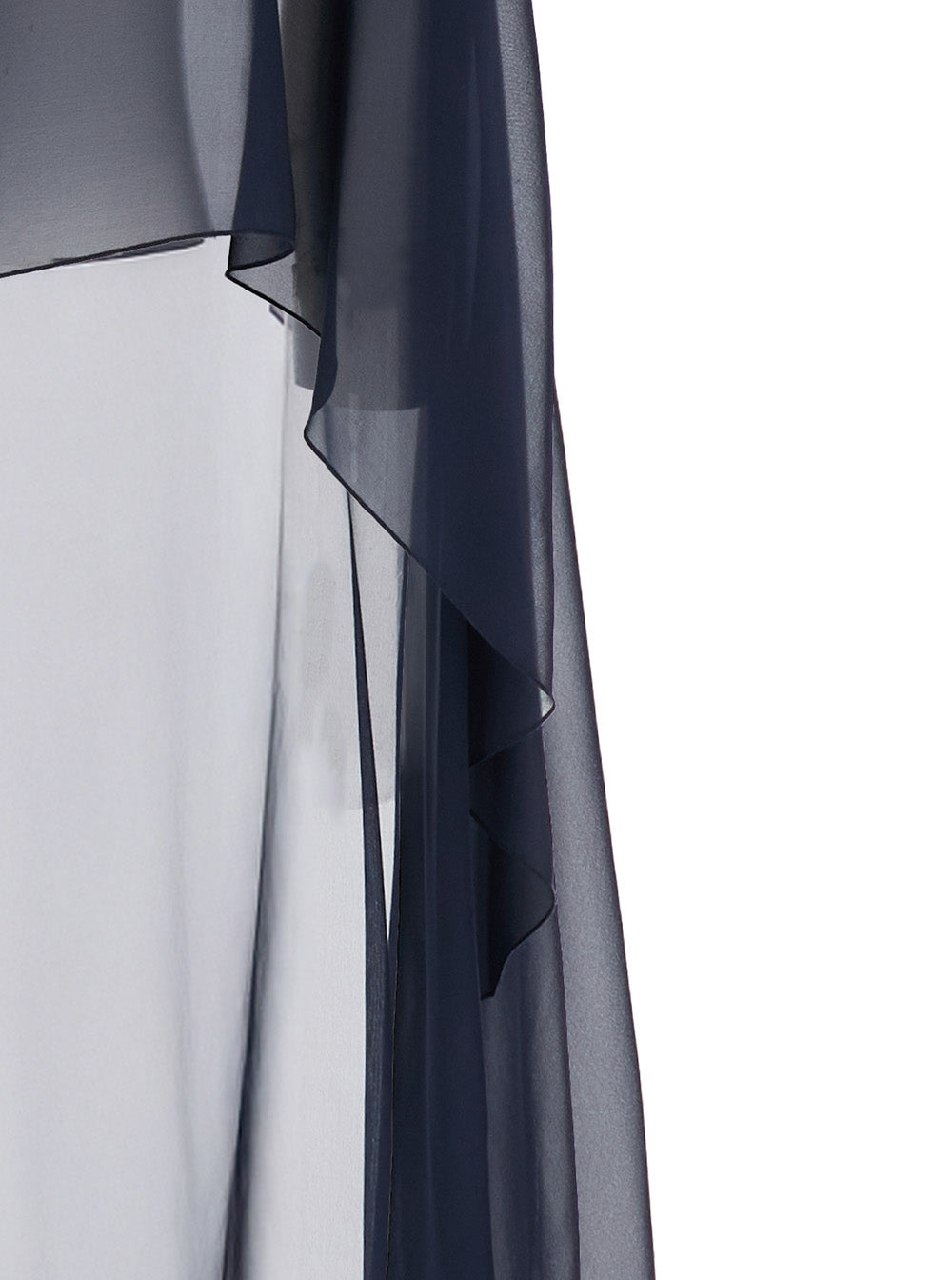 Herve Blue Silk Crew Neck Stole with Transparent Design for Women Blu Scarfs And Foulards