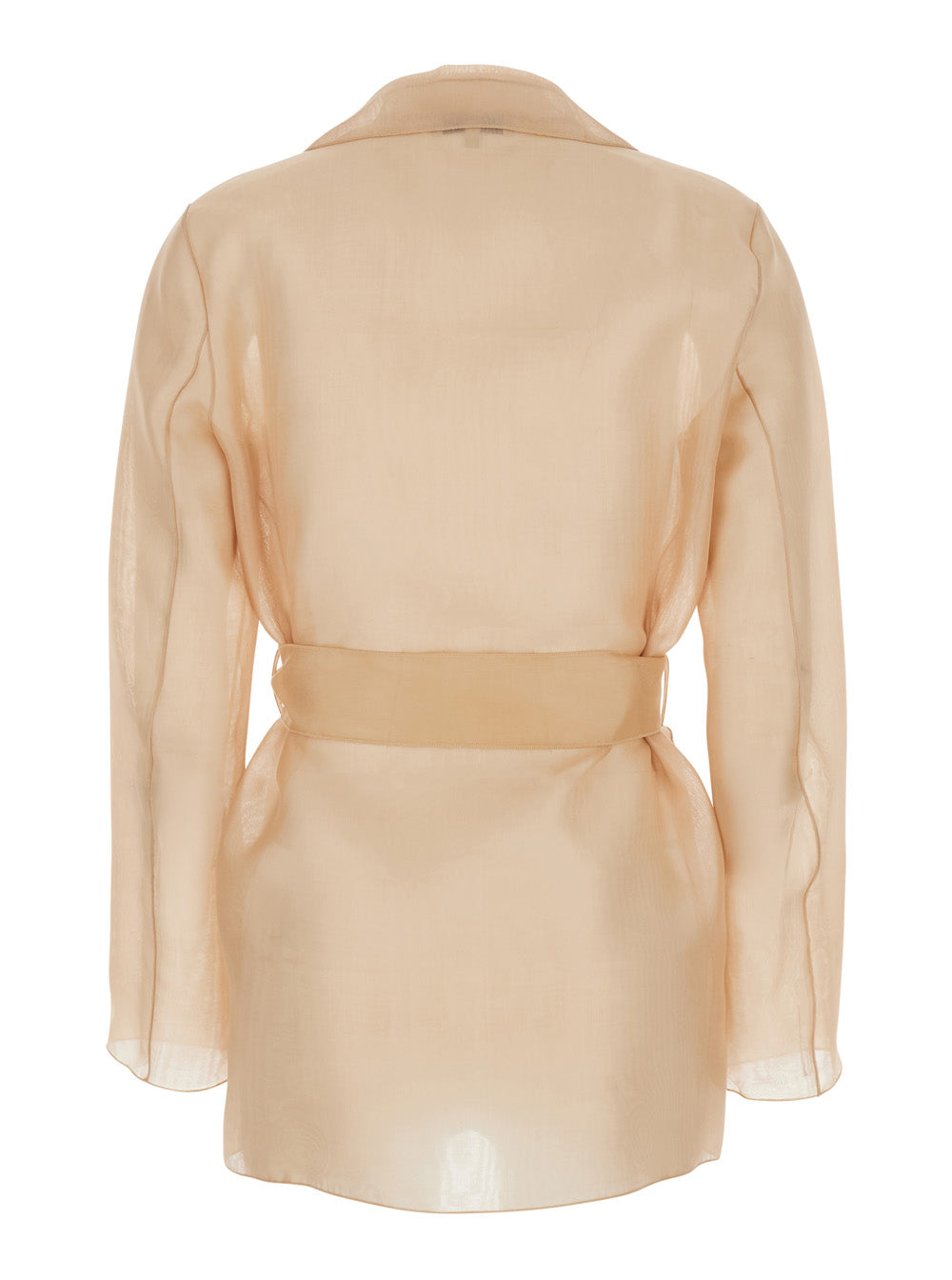 JAMES ORGANZA JACKET Beige with Long Sleeves and Silk Front Closure for Women Blazers