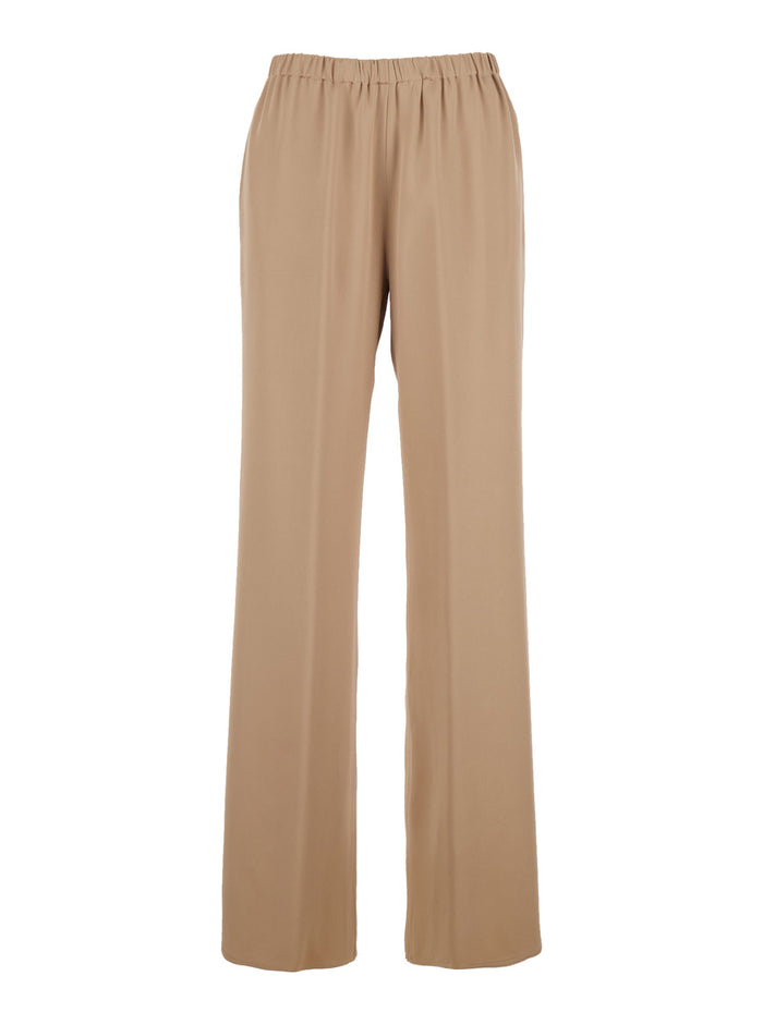 Beige Tiete Pants with Elasticated Waist in Viscose Blend for Women Acetate Trousers