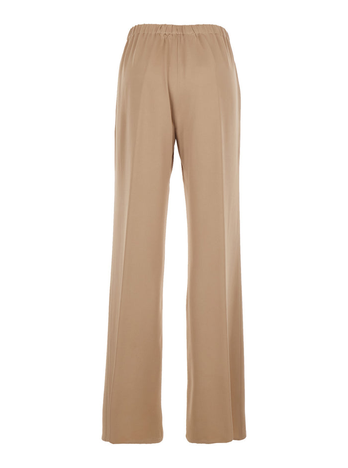 Beige Tiete Pants with Elasticated Waist in Viscose Blend for Women Acetate Trousers