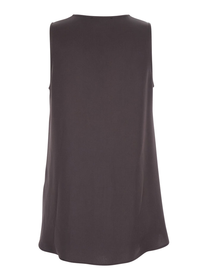 Top Angelica Sleeveless with V-Neck in Viscose Blend Purple Women Violet Acetate Tops