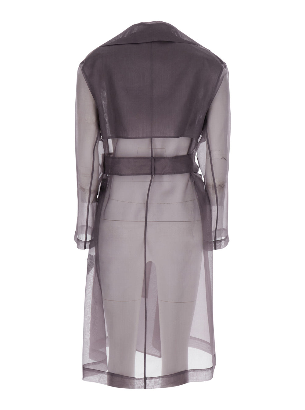 Valmorea Organza Trench Purple With Front Closure And Long Sleeves Silk For Women Violet