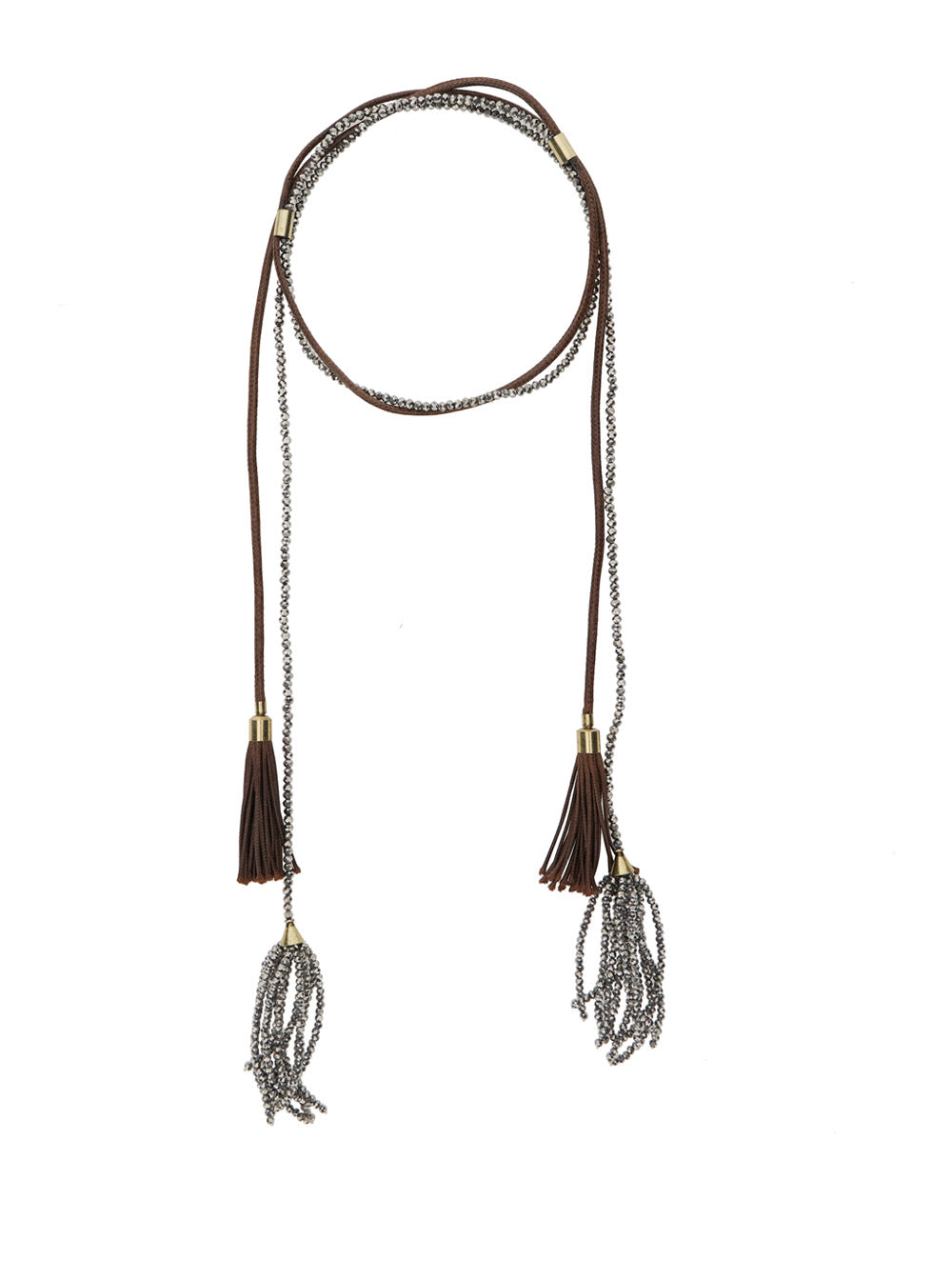 Kurtis Necklace with Bead Decoration and Tassel Detail in Glass Blend for Women Metallic Necklaces