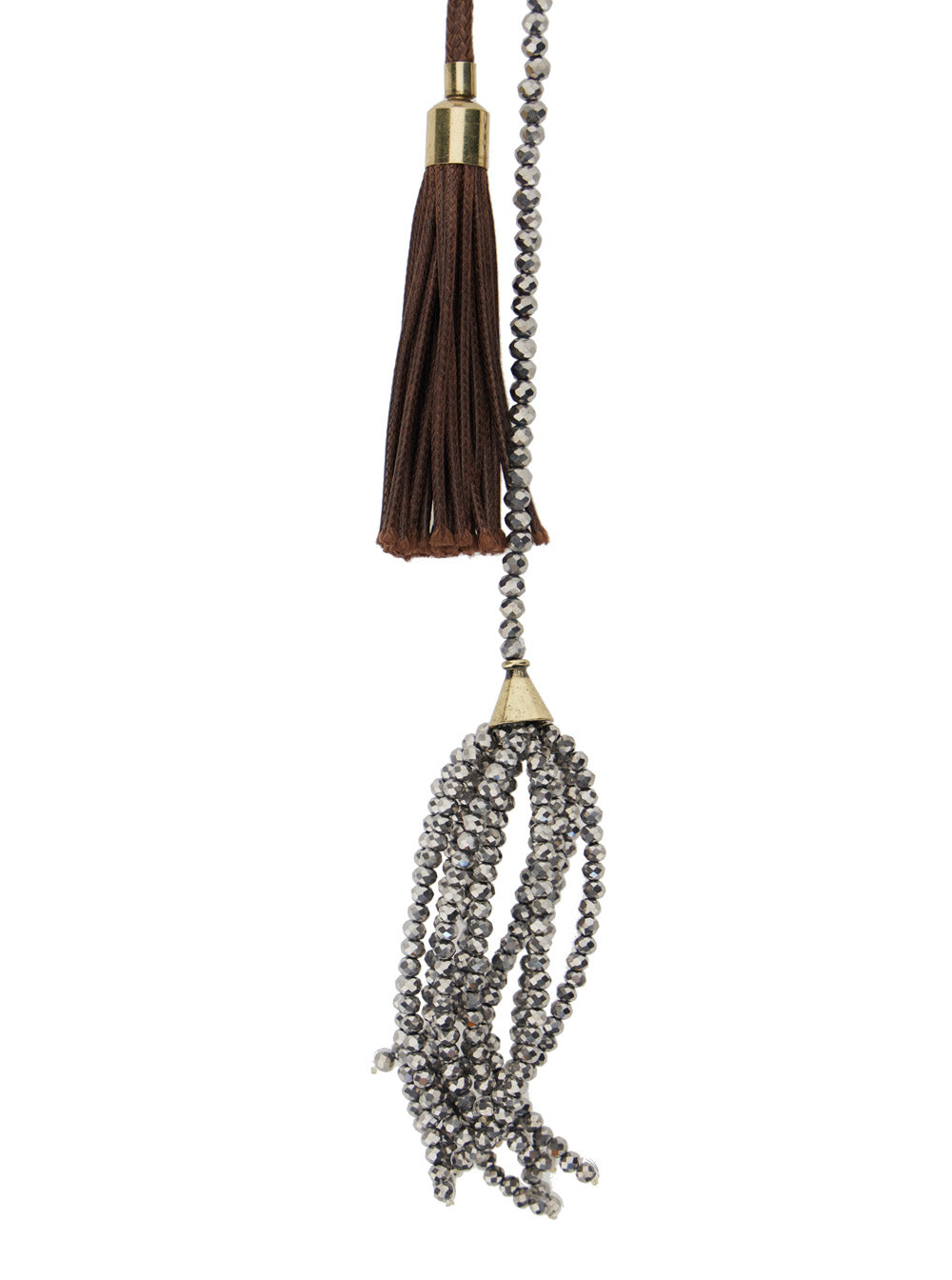 Kurtis Necklace with Bead Decoration and Tassel Detail in Glass Blend for Women Metallic Necklaces