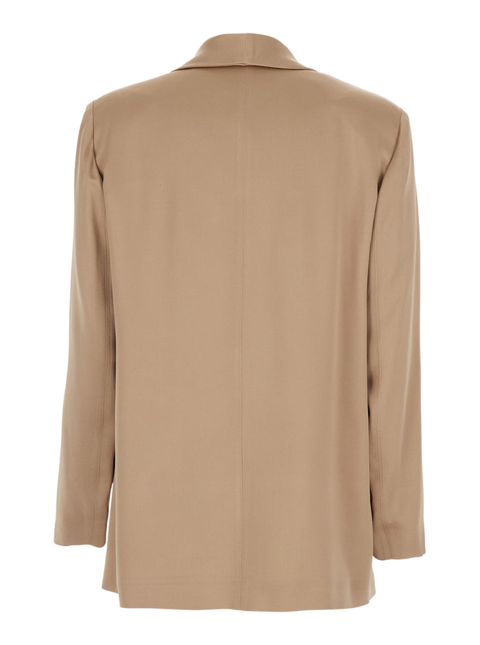 EDWARD beige Jacket single-breasted with shawl lapels in tech fabric Women Acetate Viscose Blazers
