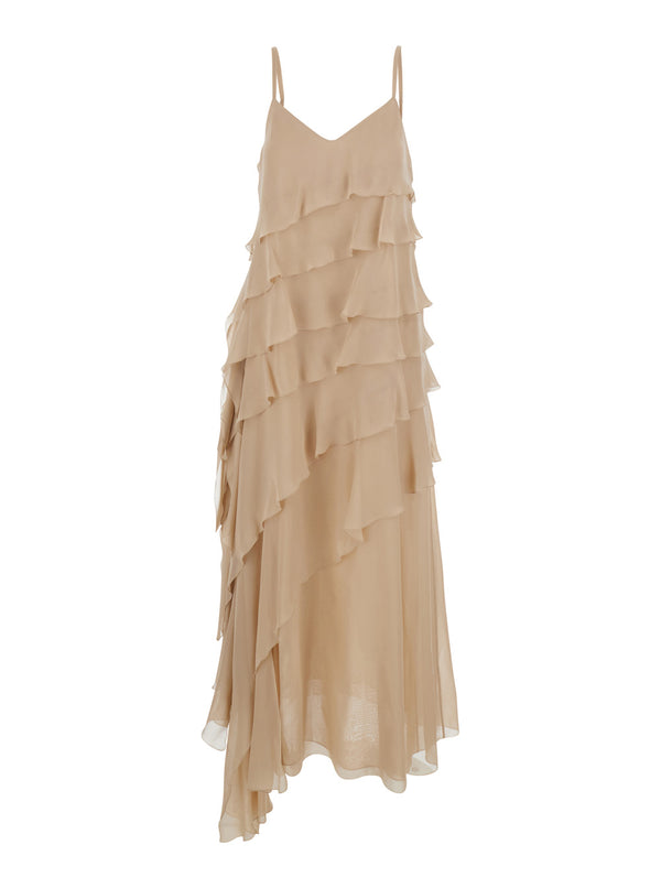 Long Dress Marylin Beige Silk