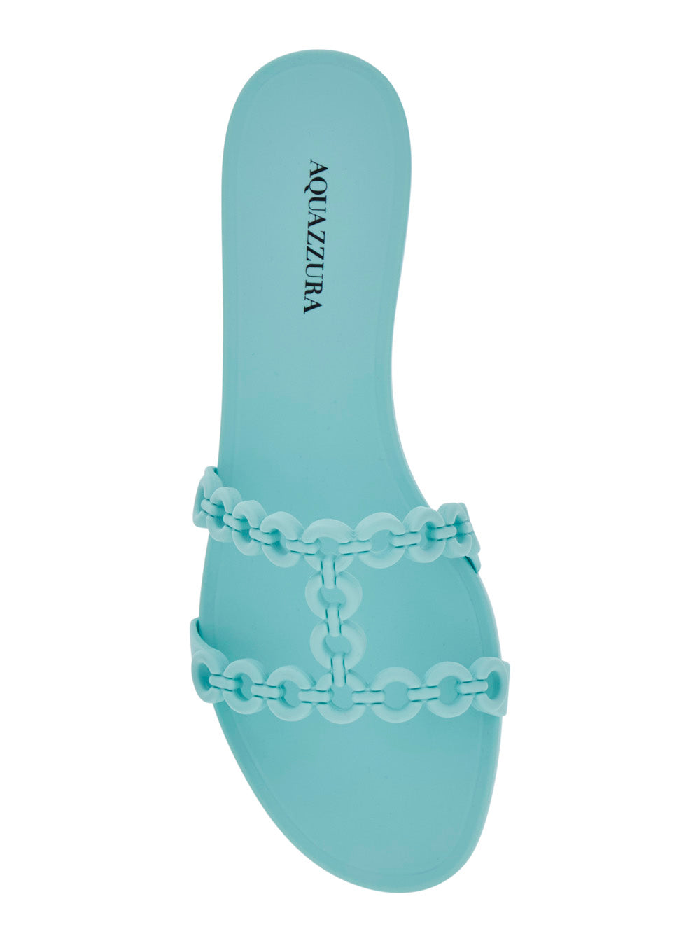 Infinity Chain Light Blue Sandals with Detail in Rubber for Women Flat Shoes