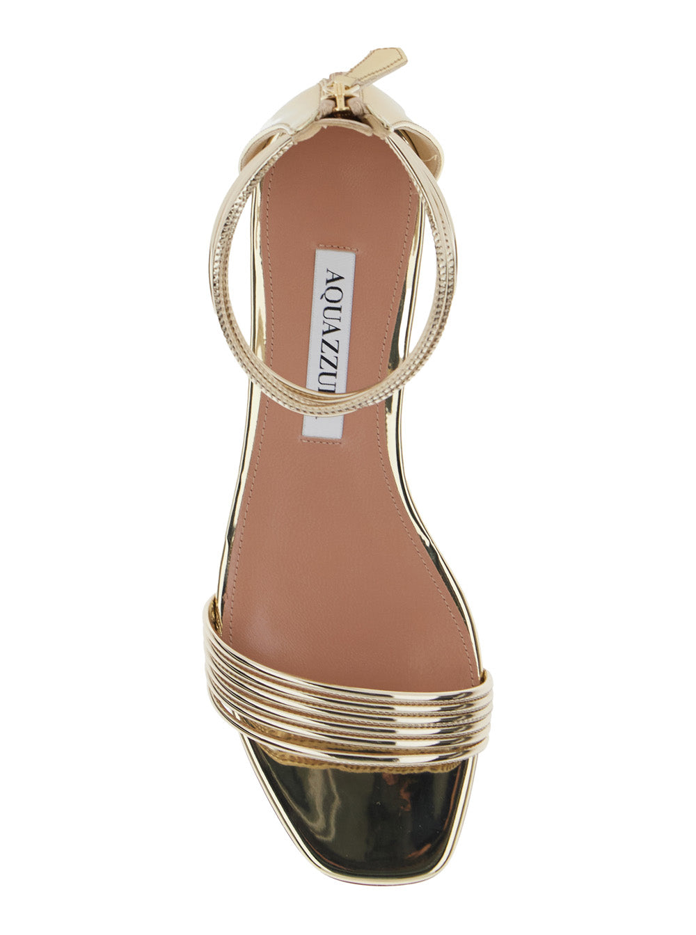 Sway Metallic Sandals with Straps and Zip Closure in Patent Leather for Women Synthetic Flat Shoes