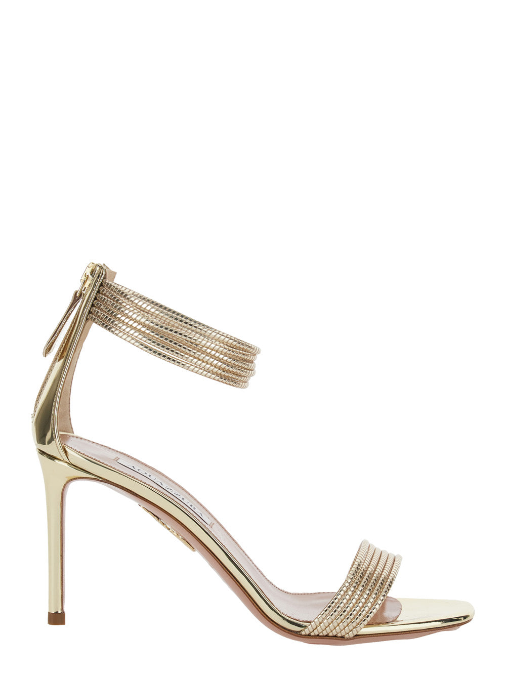 Sway Metallic Sandals with High Stiletto Heel and Straps in Leather for Women Synthetic Heels