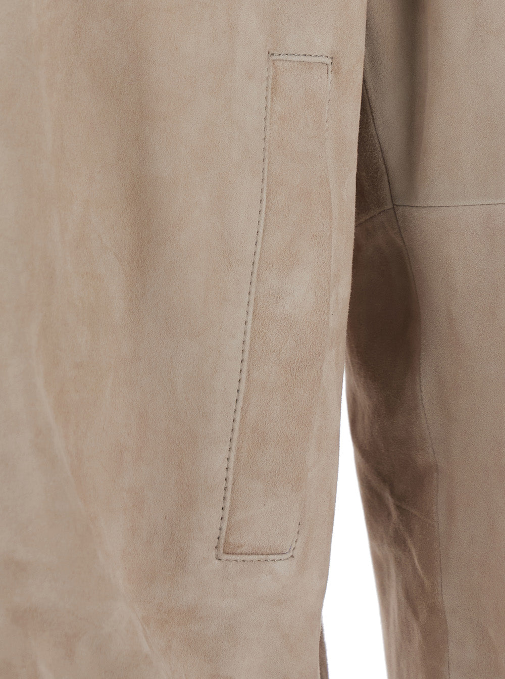 Beige Jacket with Classic Collar In Leather for Men Goat Outerwear