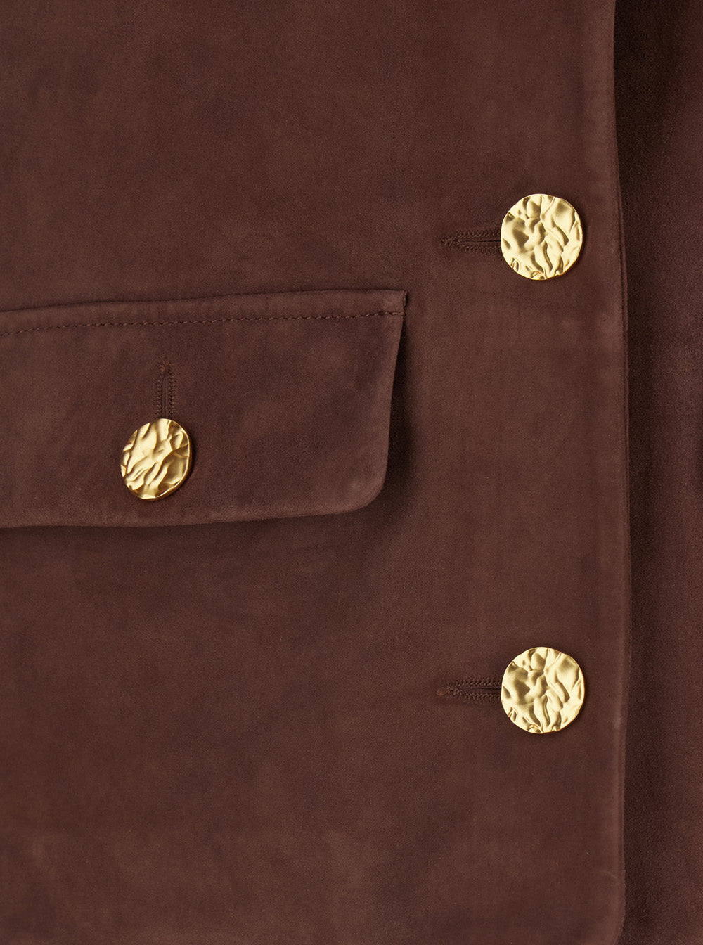 Lorenne Jacket with Round Neck and Applied Pockets on the Front in Brown Suede for Women Goat Outerwear