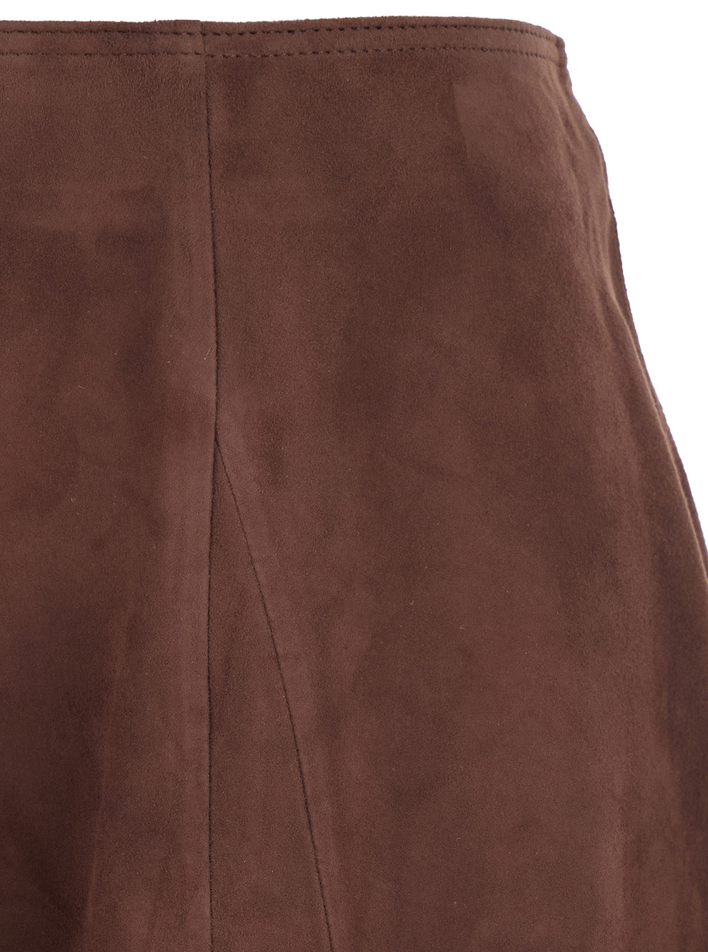 Eleni Brown Skirt with Hidden Closure at the Back in Suede for Women Goat