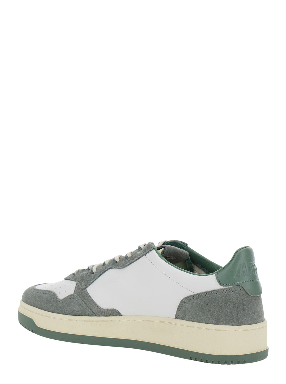 Medalist Green Sneaker Low Top with Logo Patch on Side and Tongue Lettering Heel in Suede Leather Man Cow