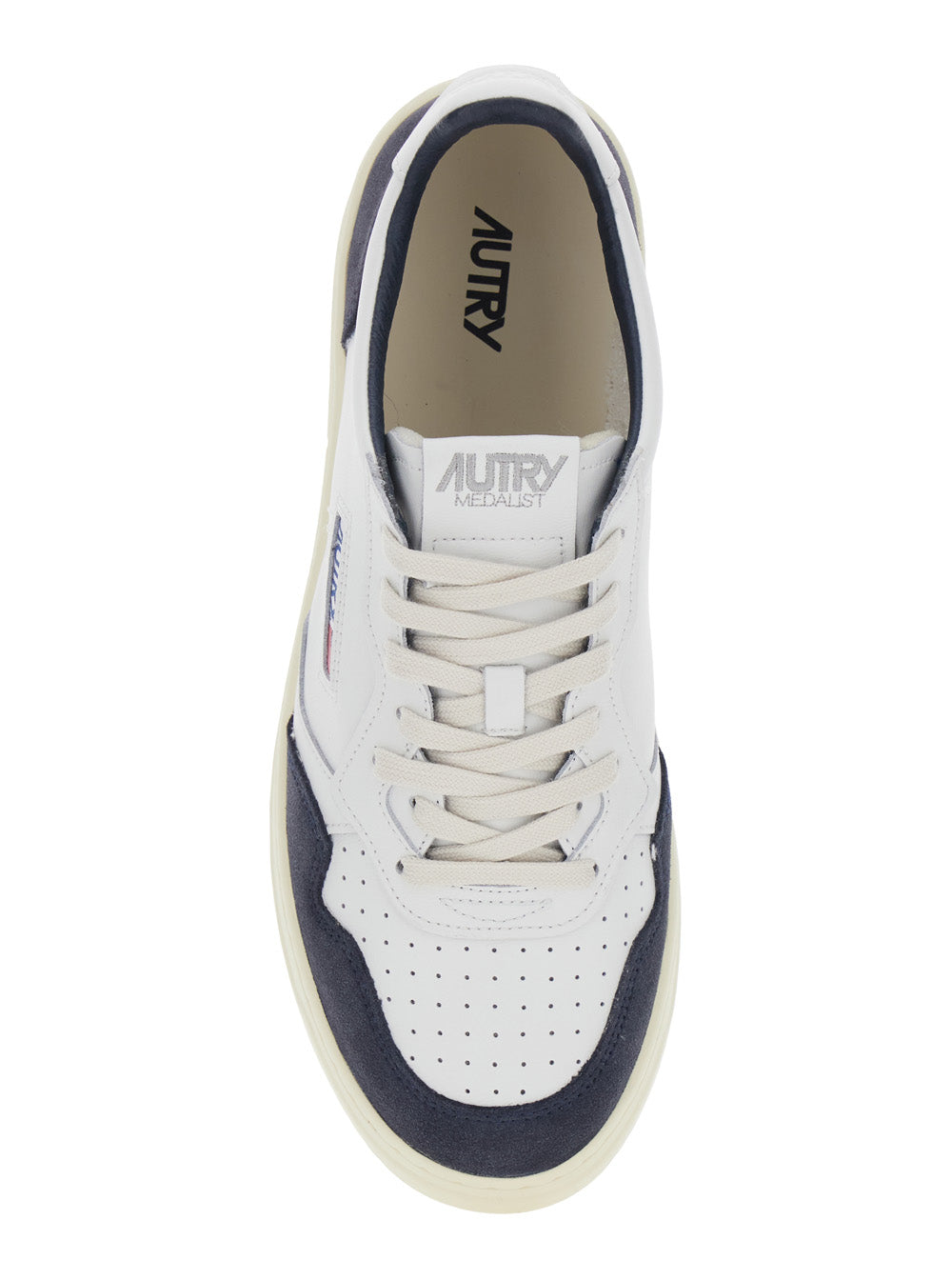 Medalist Blue Sneaker Low Top with Logo Patch on the Tongue and Details in Suede Man Blu Cow