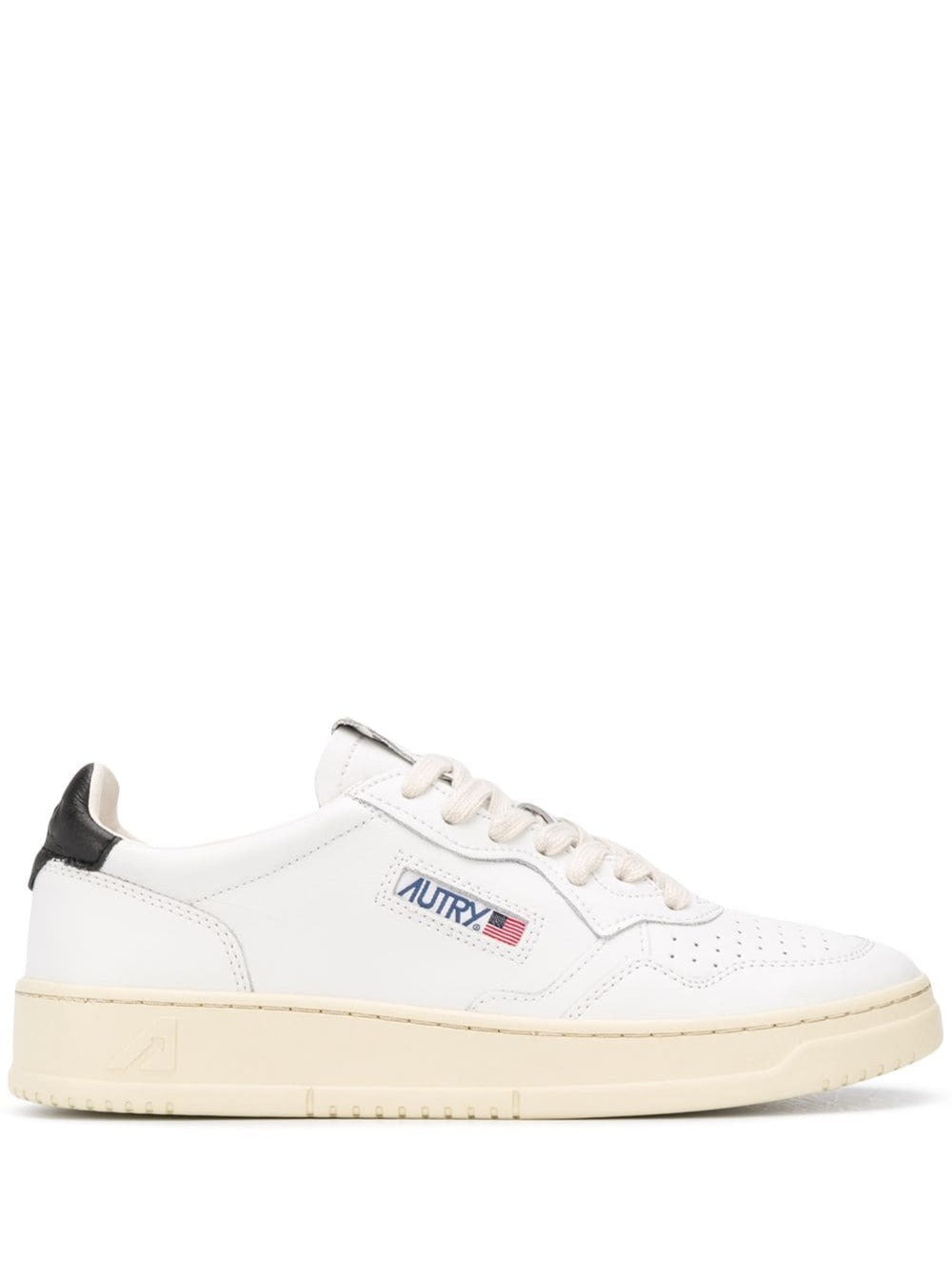 Medalist Low White Sneaker with Contrast Heel in Leather Man Cow