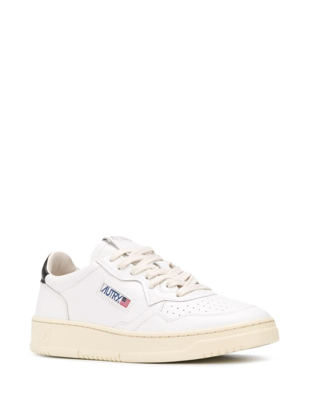 Medalist Low White Sneaker with Contrast Heel in Leather Man Cow