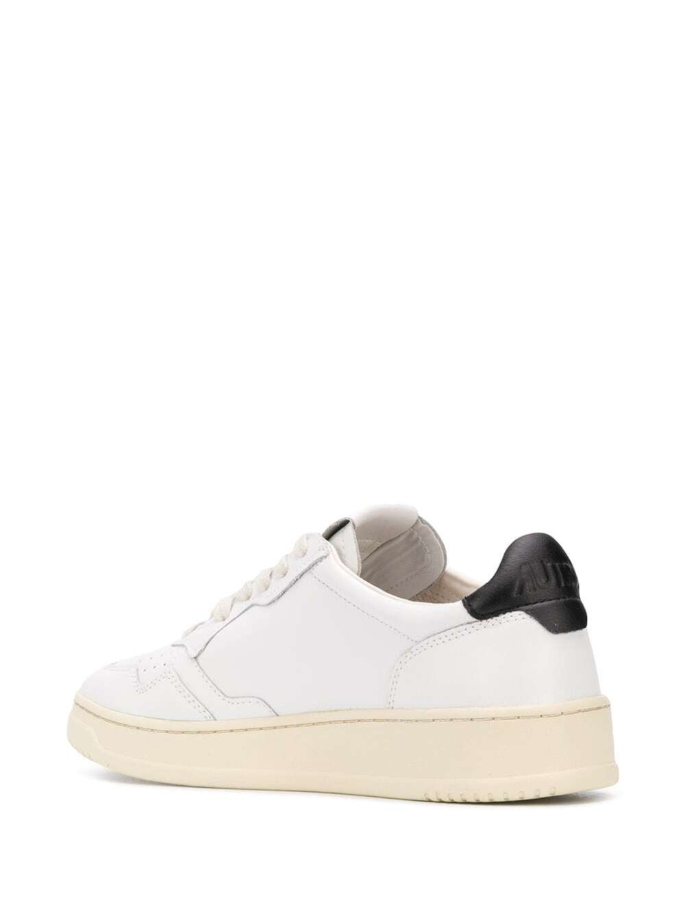 Medalist Low White Sneaker with Contrast Heel in Leather Man Cow