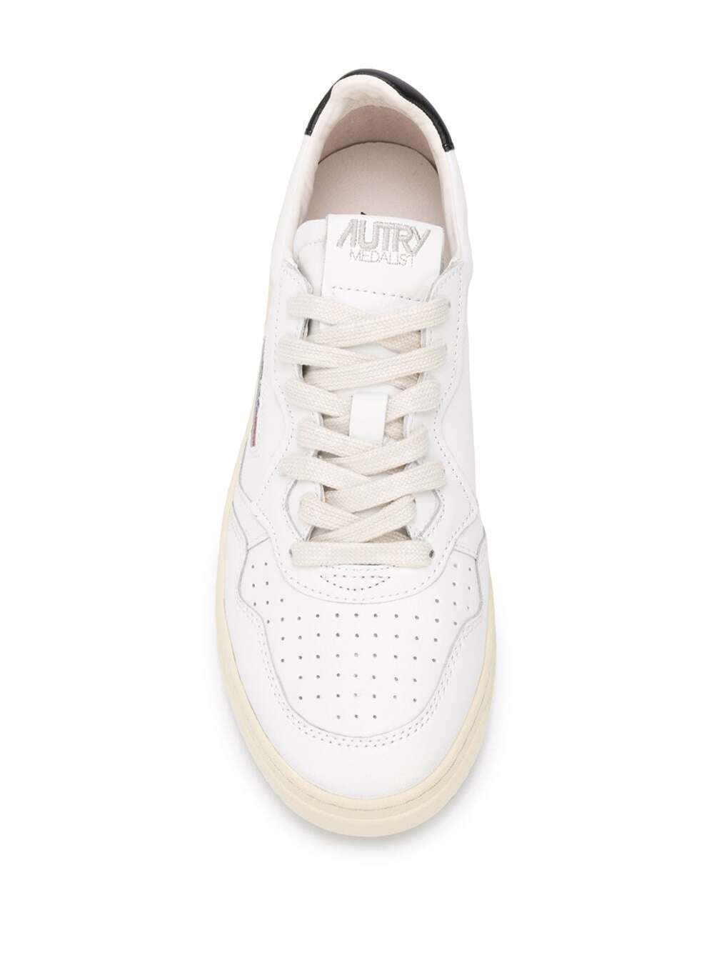 Medalist Low White Sneaker with Contrast Heel in Leather Man Cow