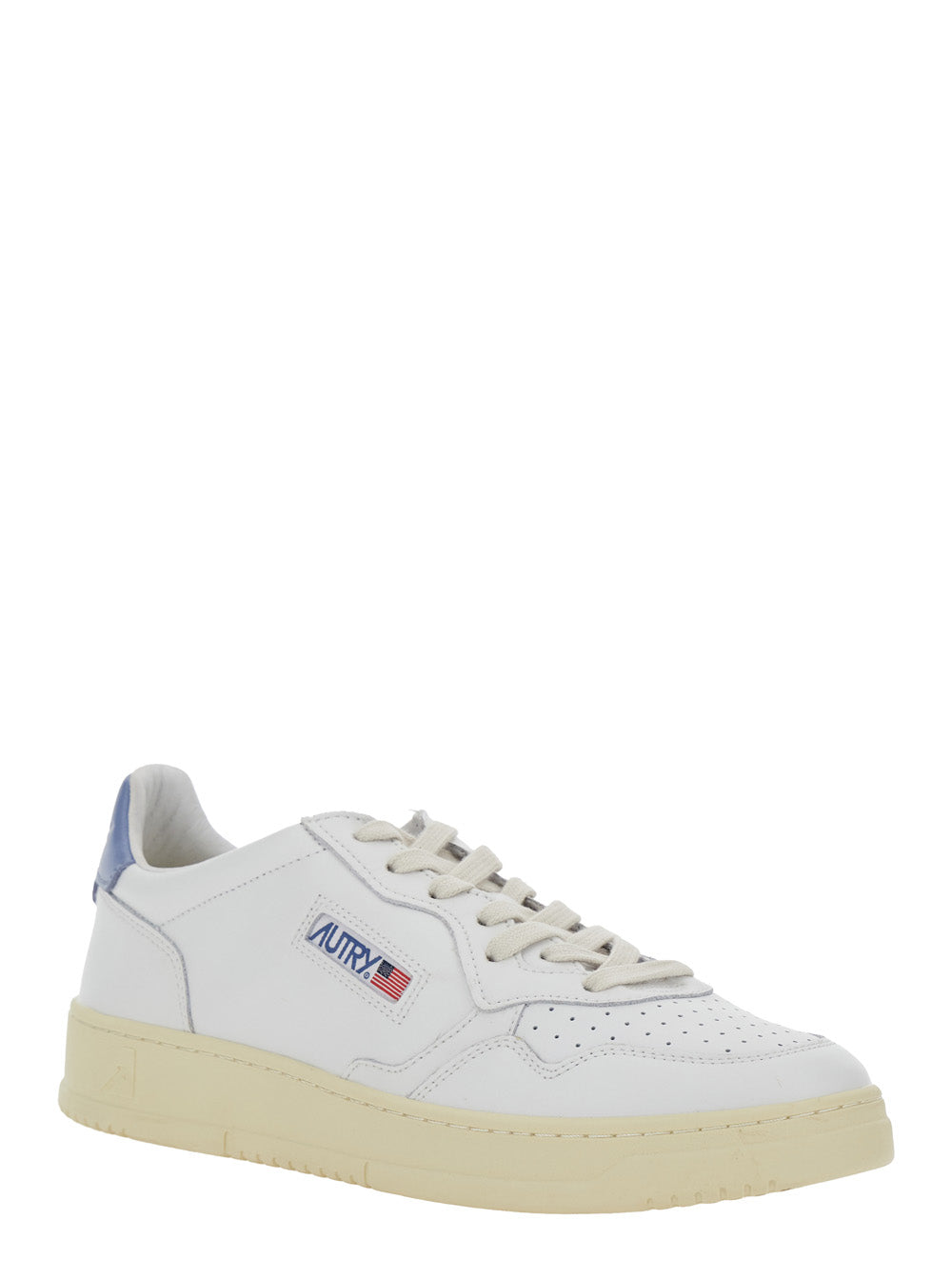 Medalist Low White Sneaker With Contrast Heel Leather For Men Cow