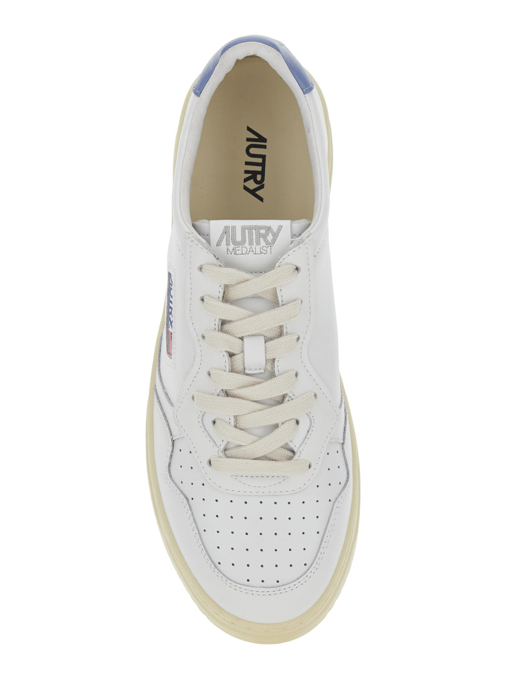 Medalist Low White Sneaker With Contrast Heel Leather For Men Cow