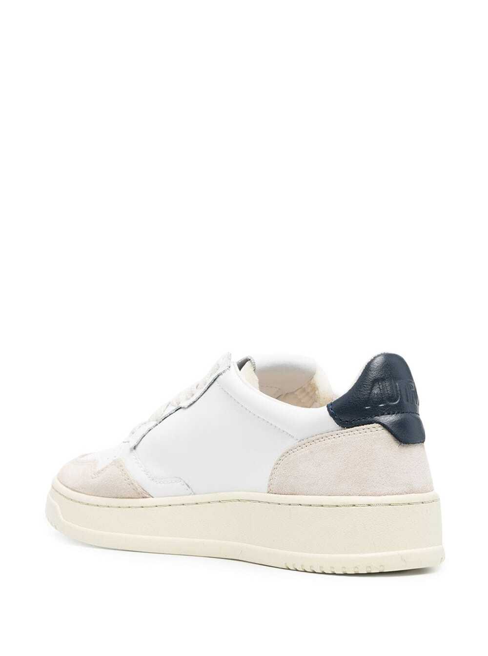 Medalist White Low Sneakers With Suede Inserts And Contrast Heel In Leather Man Cow Nylon