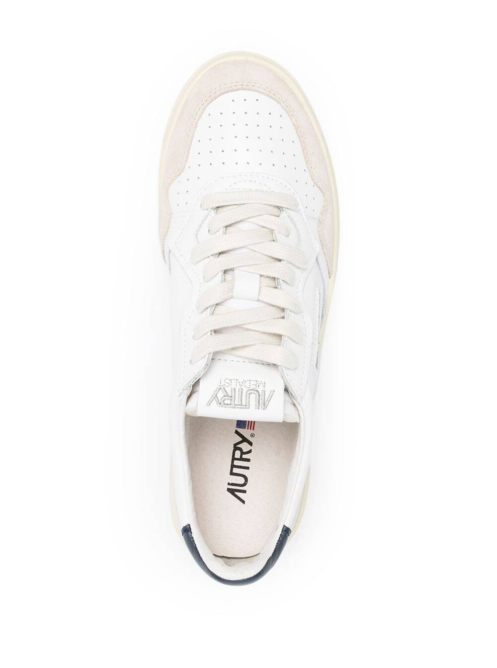 Medalist White Low Sneakers With Suede Inserts And Contrast Heel In Leather Man Cow Nylon